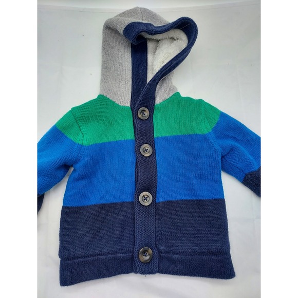 Hanna Andersson Other - Hanna Andersson Baby Kids Cardigan Sweater 6-12 Months Hooded Knit‎ Blue Green
